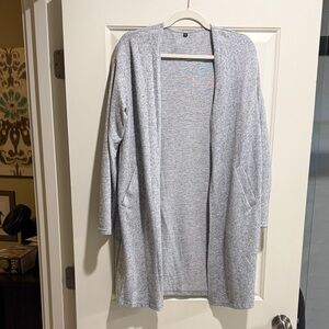 Women's Gray Open-Front Sweater